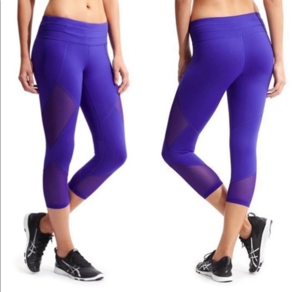 Athleta Pants - NWOT Athleta Brilliant Blue Sonar Mesh Crop Leggings